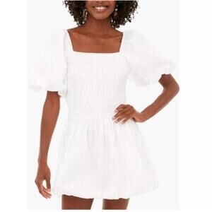 Tuckernuck Hyacinth House White Smocked Catarina Puff Mini Dress NWT Medium
